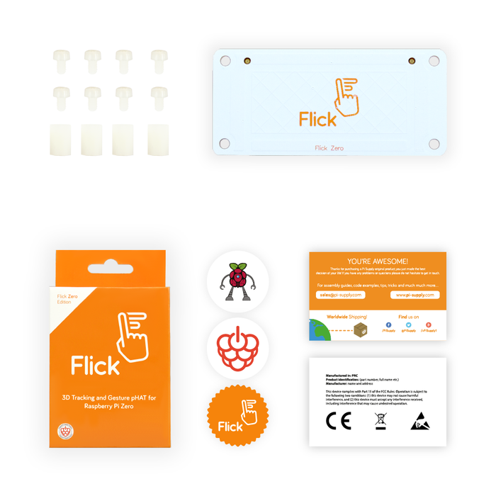 Flick Zero - 3D Tracking & Gesture pHAT for Raspberry Pi Zero