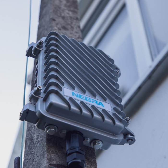 Nebra HNT Outdoor Helium Hotspot Miner mounted outside