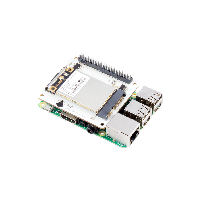 Pi Supply IoT LoRa Gateway HAT (868 MHz / 915 MHz) with Raspberry Pi 3 Model B+ and RAK833 SPI LoRa Gateway Concentrator mPCIe Module based on SX1301