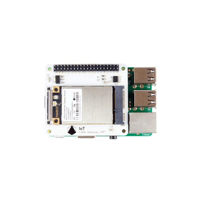 Pi Supply IoT LoRa Gateway HAT (868 MHz / 915 MHz) with Raspberry Pi 3 Model B+ and RAK833 SPI LoRa Gateway Concentrator mPCIe Module based on SX1301